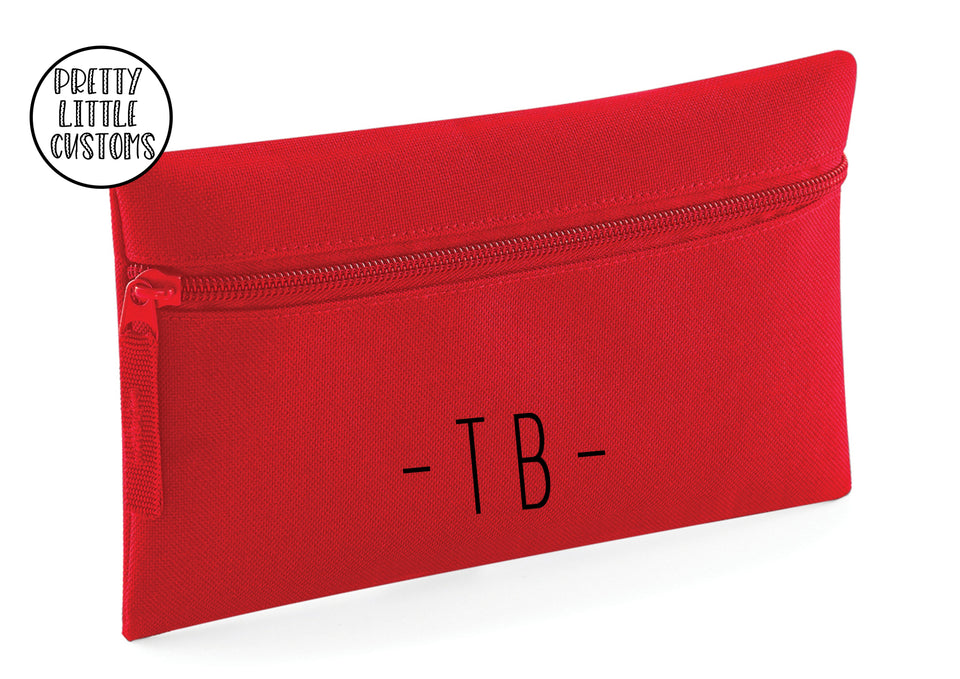 Personalised initials pencil case - red