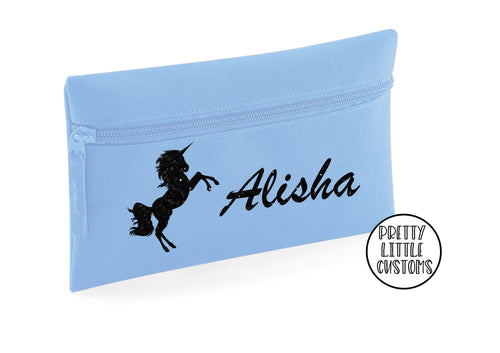 Personalised glitter unicorn pencil case - your name