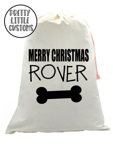 Personalised Pet Christmas Santa Sack -  (your name) -bone print - dog