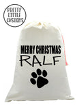 Personalised Pet Christmas Santa Sack -  (your name) -Paw print - dog