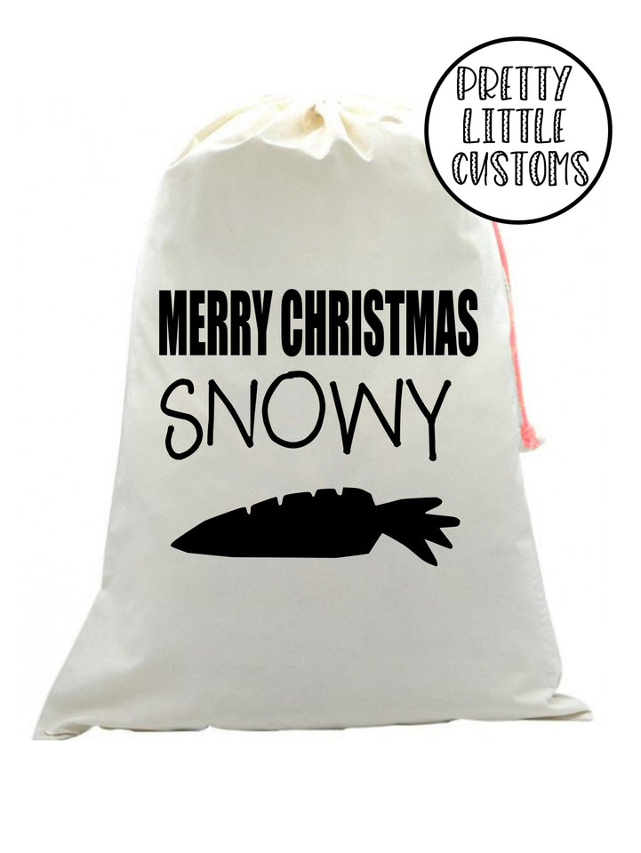 Personalised Pet Christmas Santa Sack -  (your name) -carrot print - bunny rabbit