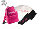 Personalised Kids Name school pe kit set - leggings, tee & rucksack