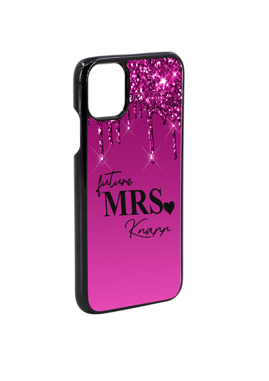 Personalised the Future Mrs (your name) Phone Cover - hot pink glitter drip design