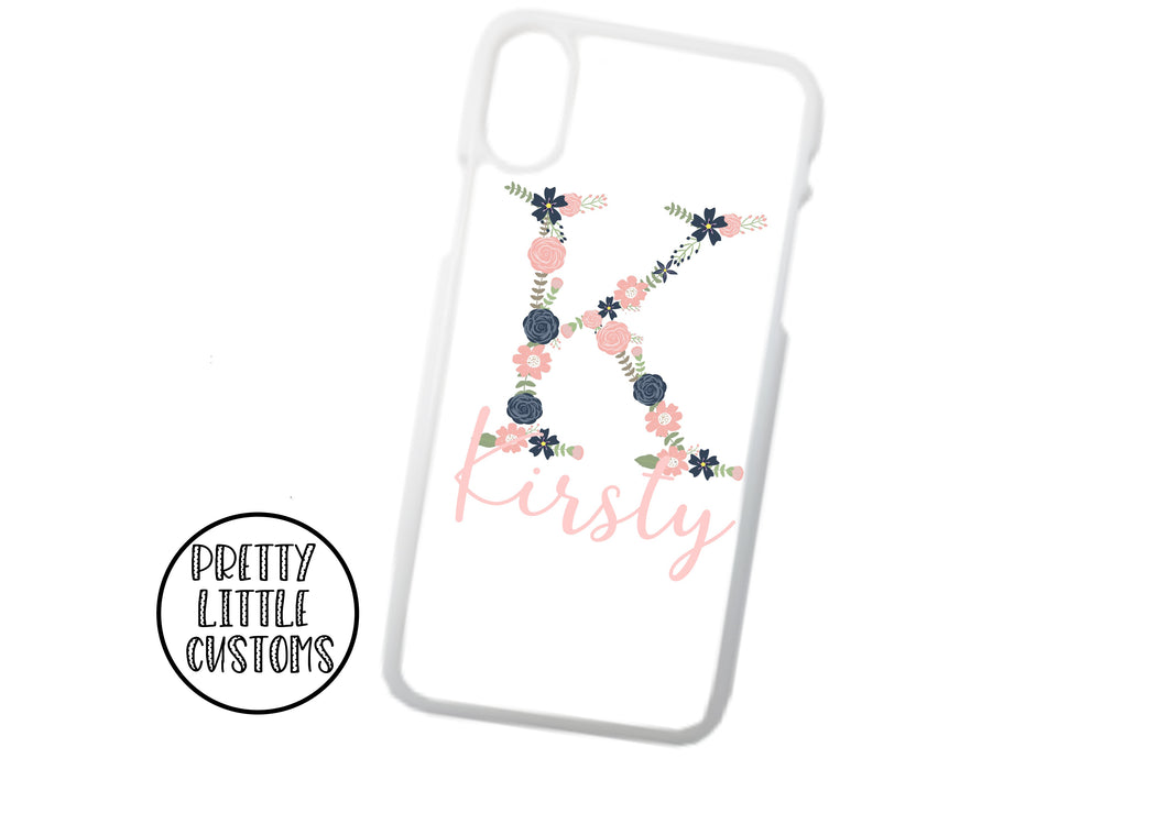Personalised name and initial floral Phone Cover