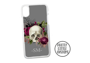 Personalised initials floral skull Phone Cover - grey