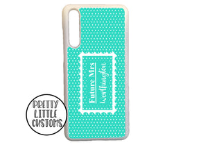 Personalised Future Mrs (your name) Phone Cover - mint/white polka dot