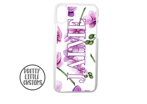Personalised name floral Phone Cover - orchids
