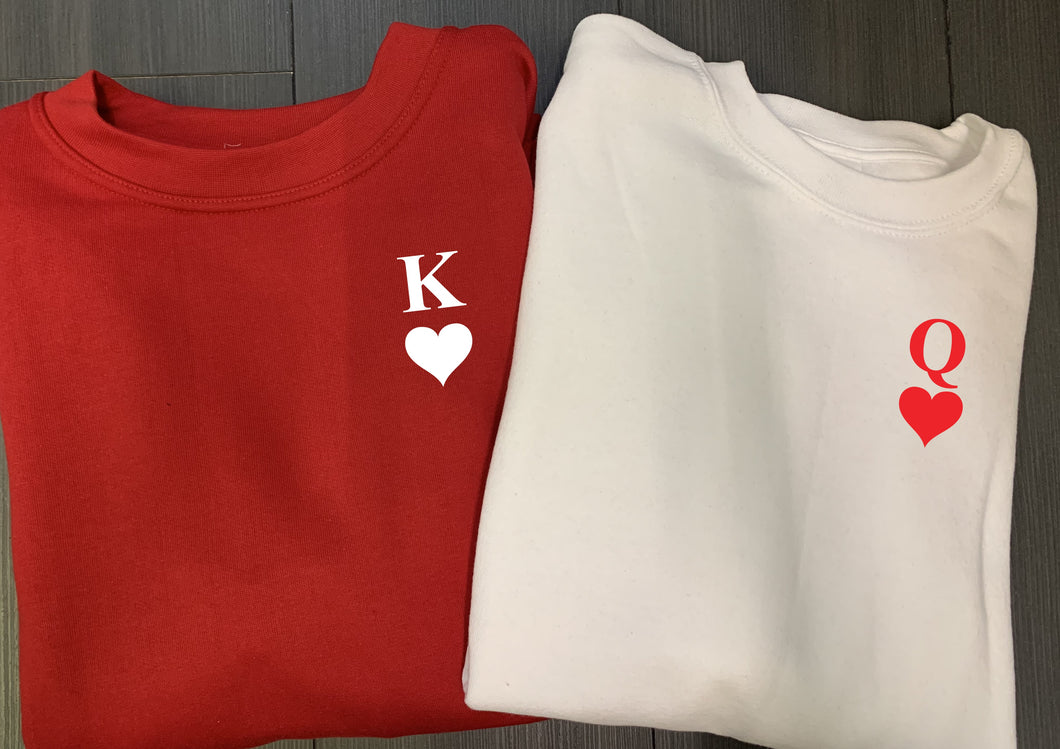 Queen & King heart print sweater set