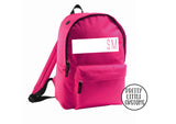 Personalised kids initials, block design rucksack/backpack/school bag - hot pink