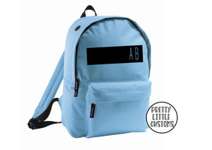 Personalised kids initials, block design rucksack/backpack/school bag - pale blue