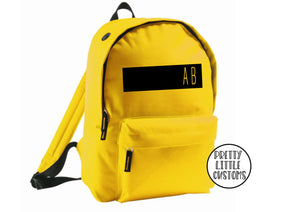 Personalised kids initials, block design rucksack/backpack/school bag - yellow