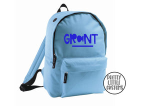 Personalised kids name rucksack/backpack/school bag - blue