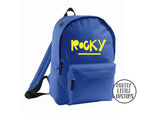 Personalised kids name rucksack/backpack/school bag - royal blue