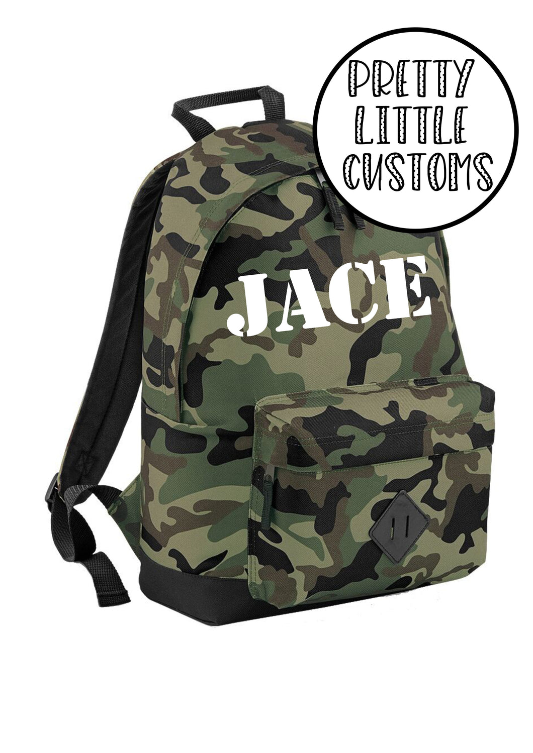 Personalised kids name rucksack/backpack/school bag - camo