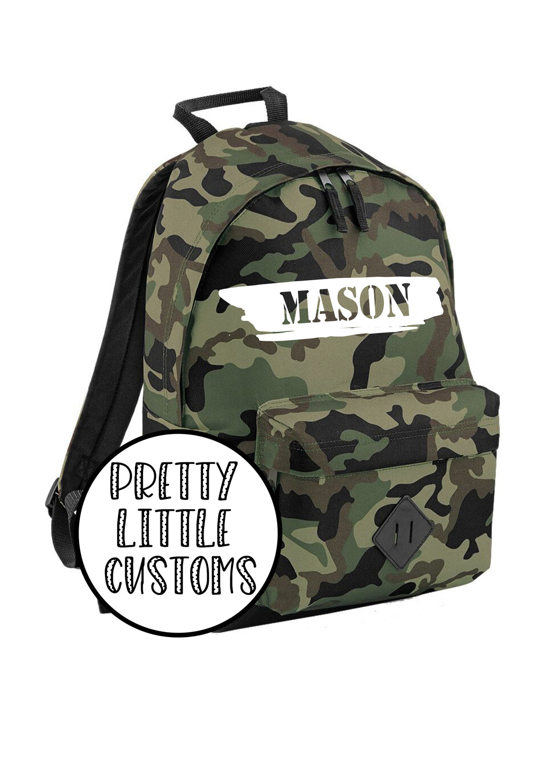Personalised kids name rucksack/backpack/school bag - camo - style 2