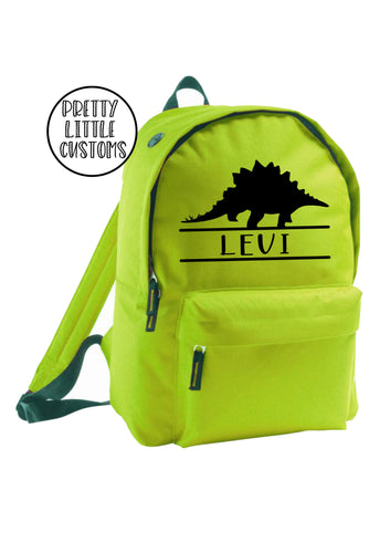 Personalised kids name rucksack/backpack/school bag - dinosaur