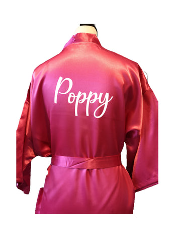 Personalised your text / name bridal party / wedding dressing gown / robe - hot pink / fuchsia
