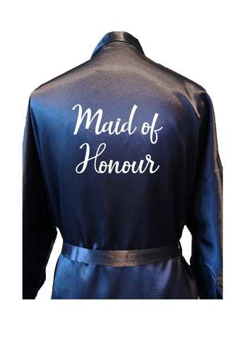 Personalised your text / name bridal party / wedding dressing gown / robe - navy blue