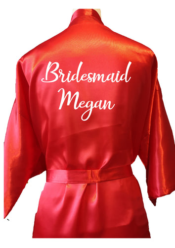 Personalised your text / name bridal party / wedding dressing gown / robe - red