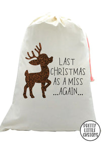 Last Christmas as a Miss AGAIN glitter reindeer print christmas sweater - red