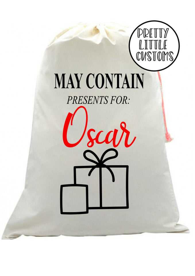 Personalised Christmas Santa Sack - may contain presents for (your name)