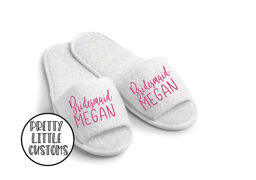 Personalised bridal party glitter print slippers - Bridesmaid