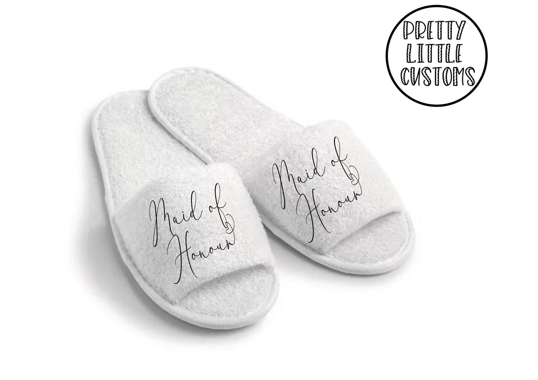Bridal party heart print slippers - Maid of Honour