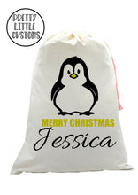 Load image into Gallery viewer, Personalised Christmas Santa Sack- Glitter Penguin