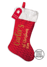 Load image into Gallery viewer, Personalised 1st Christmas Stocking - script print