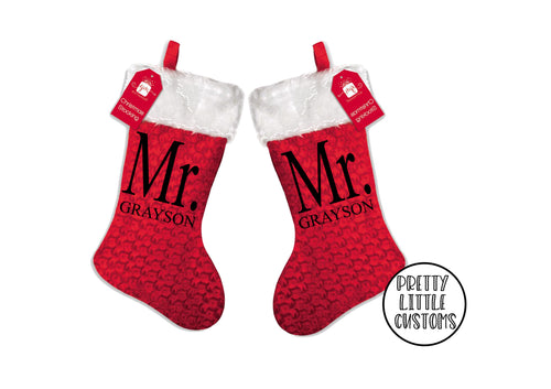 Personalised Christmas Stocking - Couples Set - Mr/Mr, Mr/Mrs, Mrs/Mrs