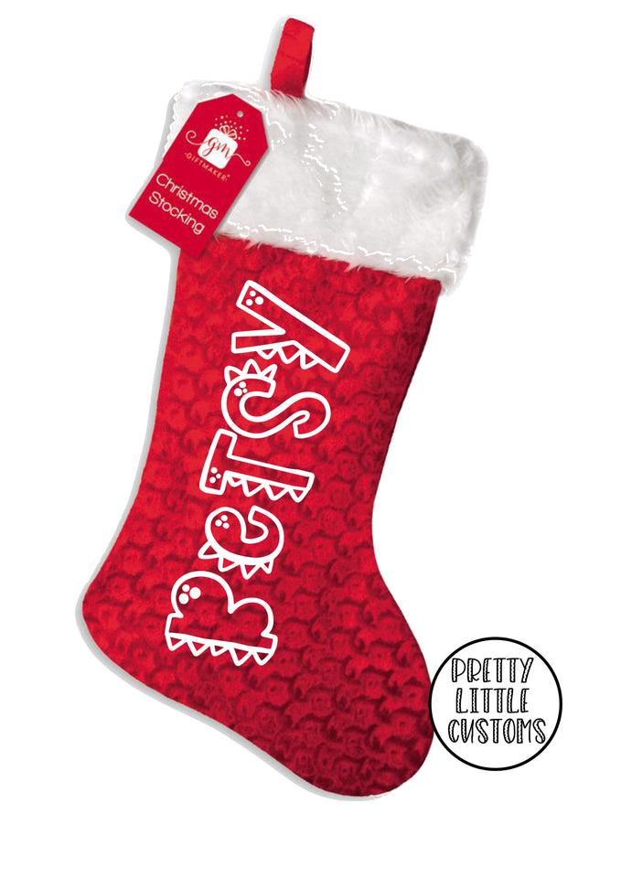 Personalised Christmas Stocking - Dinosaur wording