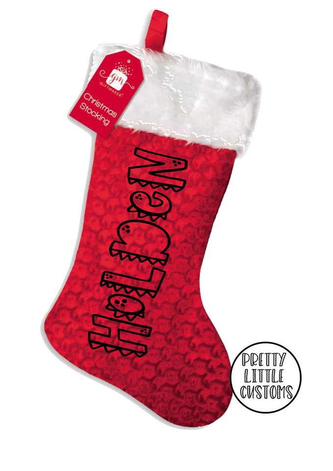 Personalised Christmas Stocking - Dinosaur wording