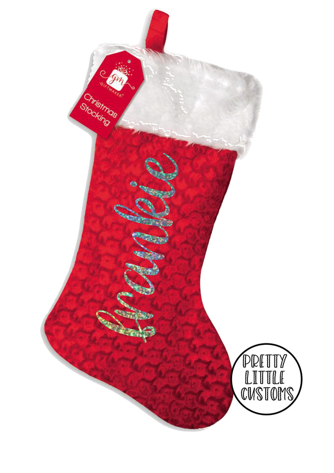 Personalised Christmas Stocking - family set - script print