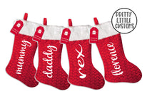 Load image into Gallery viewer, Personalised Christmas Stocking - family set - script print