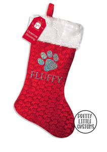 Personalised Pet Christmas Stocking - paw print design