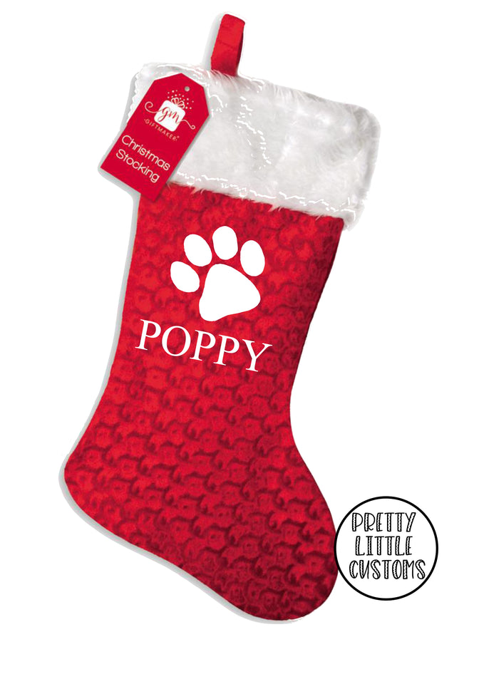 Personalised Pet Christmas Stocking - paw print design
