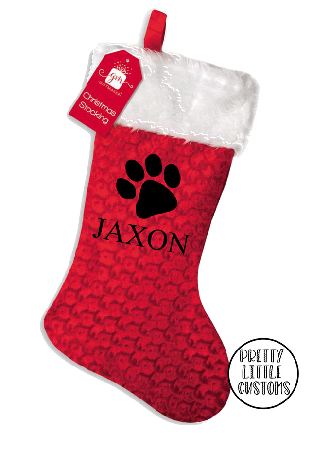 Personalised Pet Christmas Stocking - paw print design