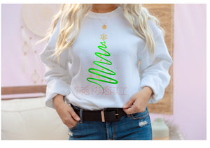 Personalised First Christmas as Mrs  (your surname) print christmas sweater - swirly tree
