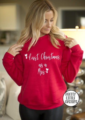First Christmas as a Mrs print christmas sweater