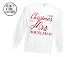Personalised First Christmas as Mrs (Your Name) print christmas sweater - glitter