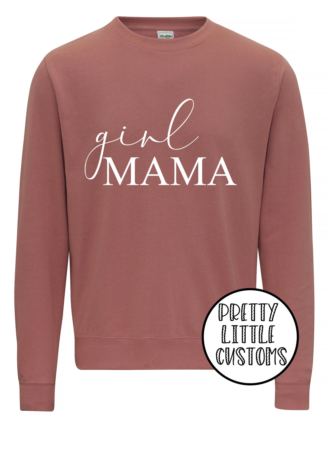 Girl Mama print dusty pink sweater