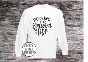 GLITTER Rocking the Mama life print sweater