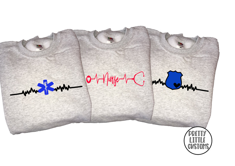 Emergency services heartbeat print sweater - paramedic, nurse or police