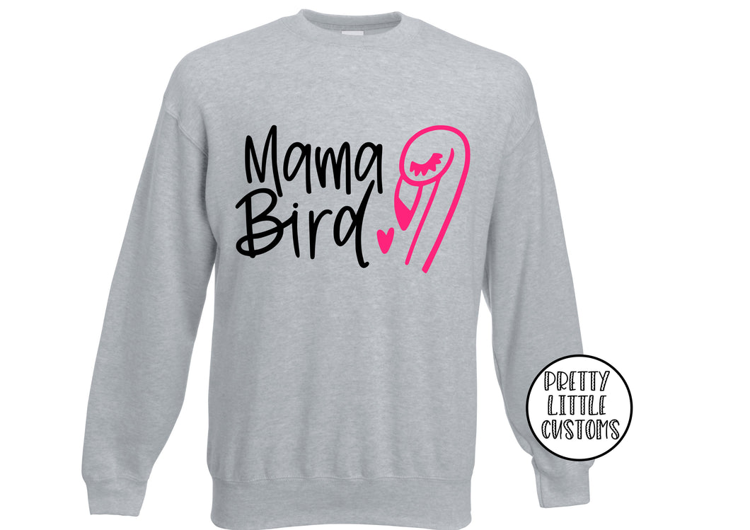 Mama bird flamingo print sweater