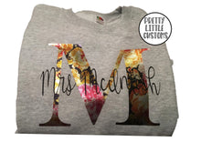 Load image into Gallery viewer, Personalised Mrs - your name &amp; initial - metallic floral rose print sweater