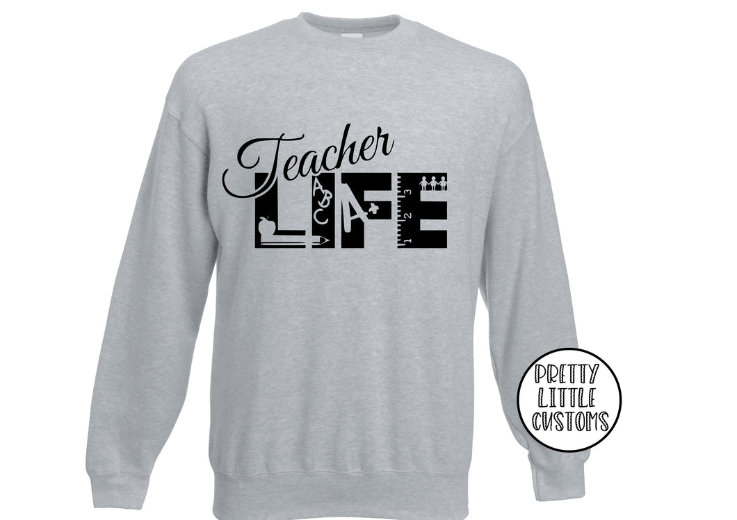 Teacher Life print sweater