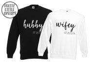 Personalised hubby & wifey (your date) print sweater set