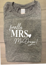 Load image into Gallery viewer, Personalised finally Mrs (Your Name) t-shirt - DARK GREY