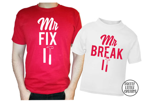 Mr fit it & Mr broke it t-shirt set - Father & son