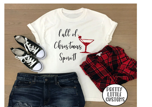 Full of Christmas Spirit GLITTER print t-shirt